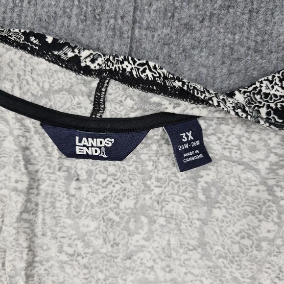 Lands End Cardigan Womens 3X Black Paisley Open Front Lightweight Slinky Layer - Picture 2 of 5